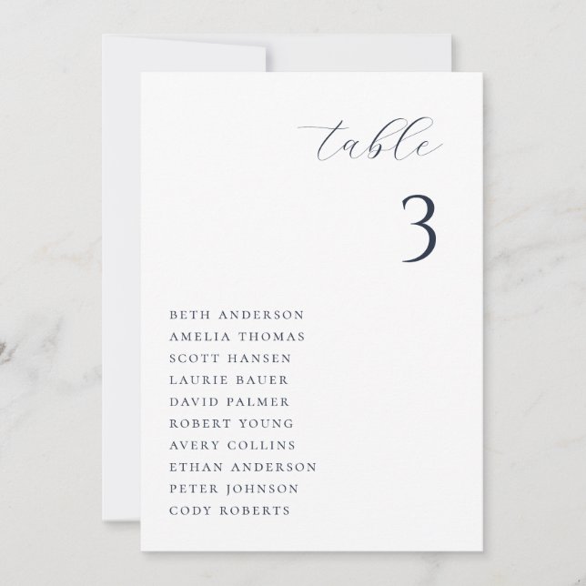 Minimalist Chic Wedding Table Seating Card (Front)