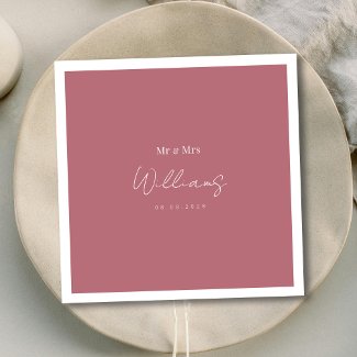 Minimalist Chic: White Lettering Rose Gold Wedding