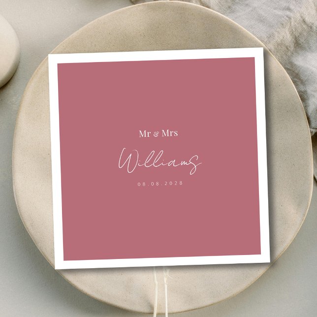Minimalist Chic: White Lettering Rose Gold Wedding Napkins (Minimalist Chic: White Lettering Rose Gold Wedding Napkins)