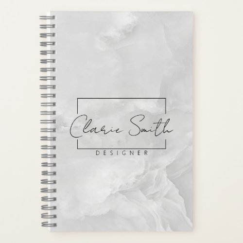 minimalist chic white marble with custom name note notebook