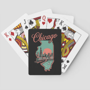 Minimalist Chicago Illinois City Logo Poker Cards