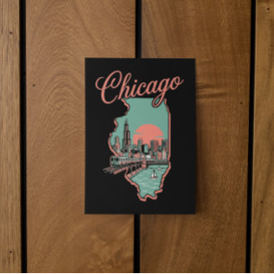 Minimalist Chicago Illinois City Logo Postcard