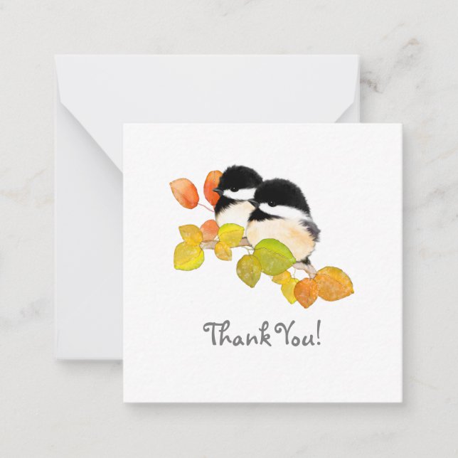 Minimalist Chickadee Thank You Note cards (Front)