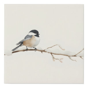 Minimalist Chickadee Watercolor Canvas Art