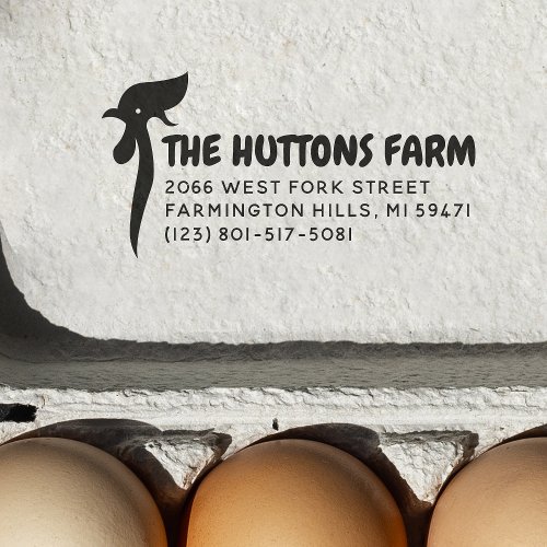 Minimalist Chicken Logo Business  Family Farm Egg Self_inking Stamp
