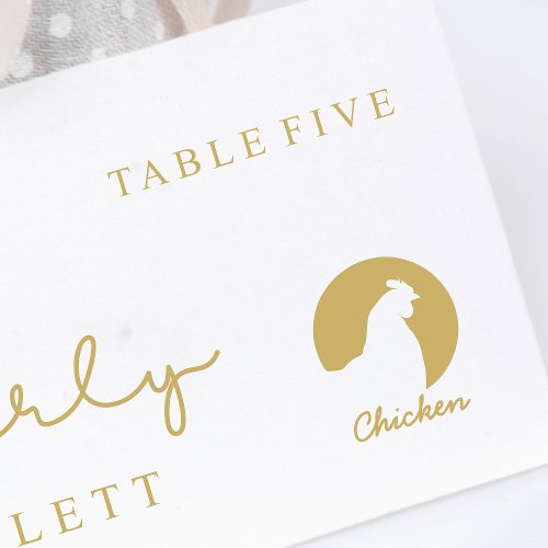 Minimalist Chicken Wedding Guests Meal Choice Rubber Stamp