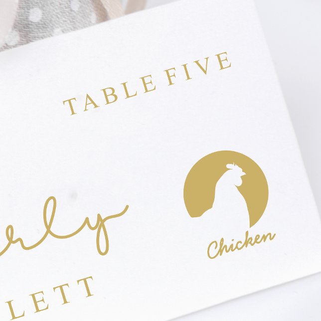 Minimalist Chicken Wedding Guests Meal Choice Rubber Stamp (Creator Uploaded)