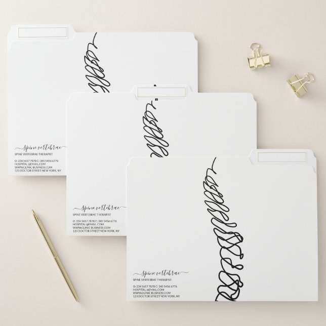 Minimalist Chiropractic Spine Logo File Folder (Set)
