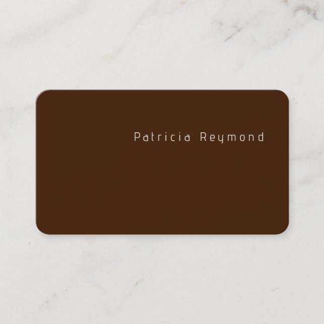 Minimalist Chocolate Brown Card with Modern Font  (Front)