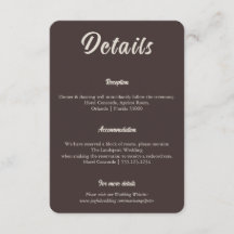 Minimalist Chocolate Brown Wedding Information