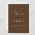 Minimalist Chocolate QR Code Photo Wedding Invitation | Zazzle