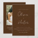 Minimalist Chocolate QR Code Photo Wedding Invitation | Zazzle