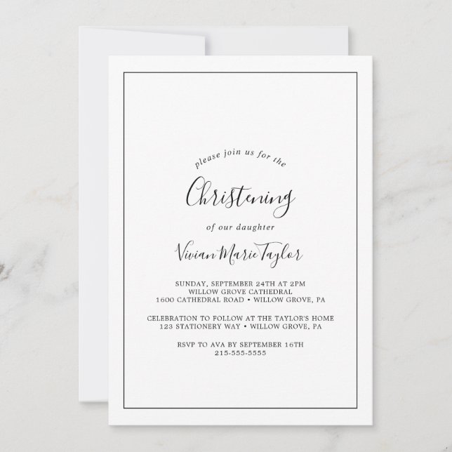 Minimalist Christening Invitation (Front)
