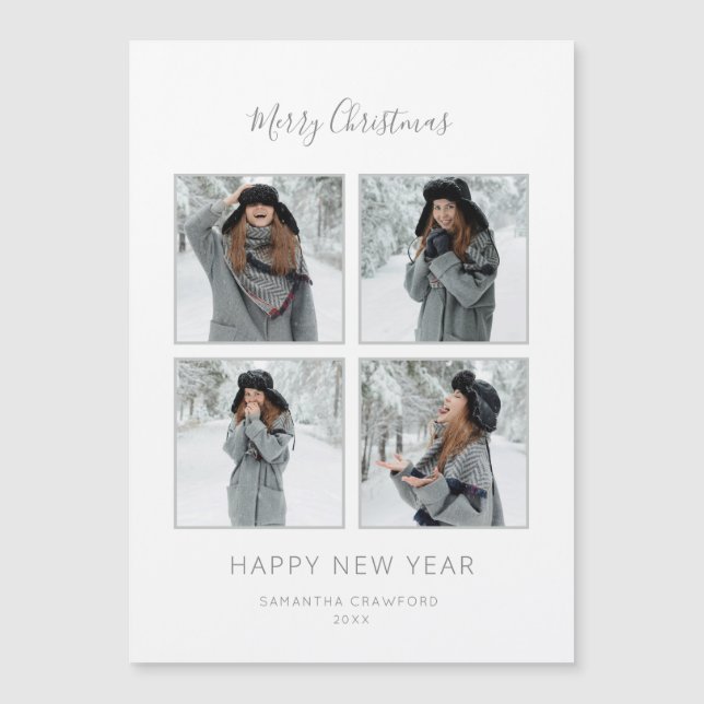 Minimalist Christmas 4-Photo Gray Chevron (Front)