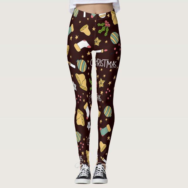 Minimalist Christmas Abstract Pattern Leggings (Front)