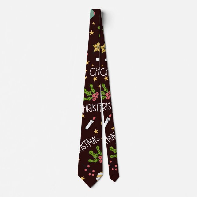 Minimalist Christmas Abstract Pattern Neck Tie (Front)