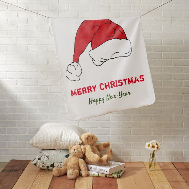 Minimalist Christmas and New Year Happy  Baby Blanket (In Situ)