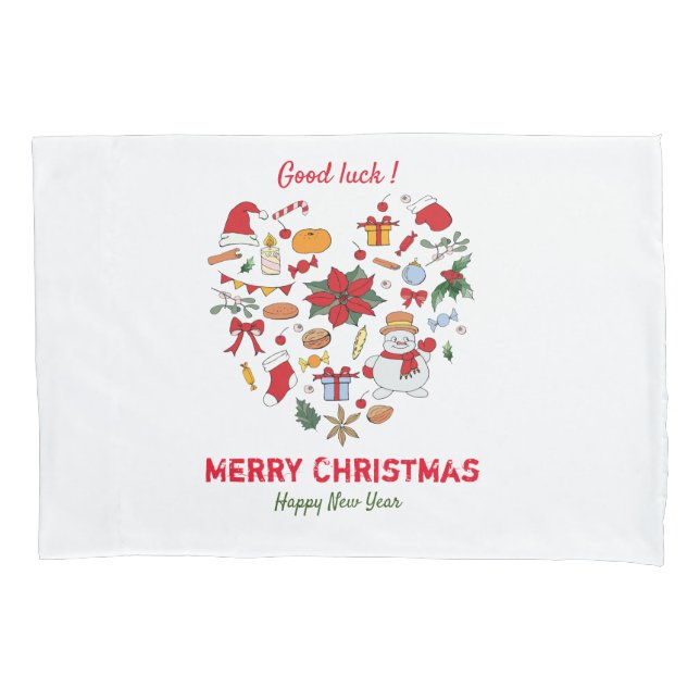 Minimalist Christmas and New Year Happy  Cute Pillow Case (Front)