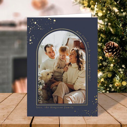Minimalist Christmas Arch Photo Frame Real Foil Greeting Card