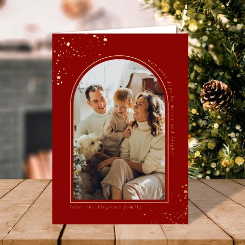 Minimalist Christmas Arch Photo Frame Real Foil Holiday Card