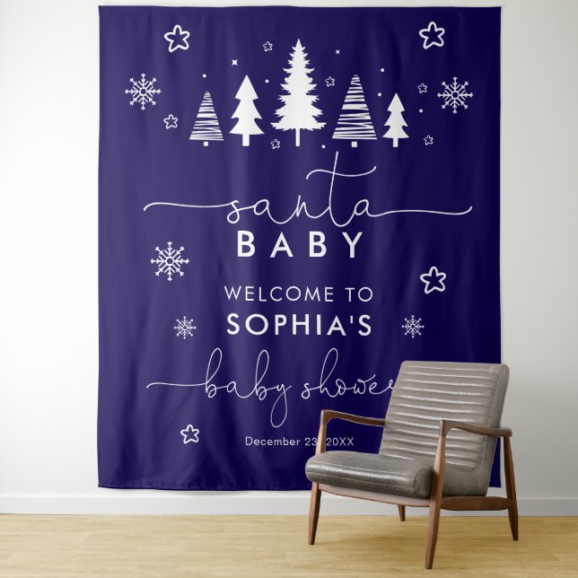 Minimalist Christmas Baby Shower Tapestry (In Situ)