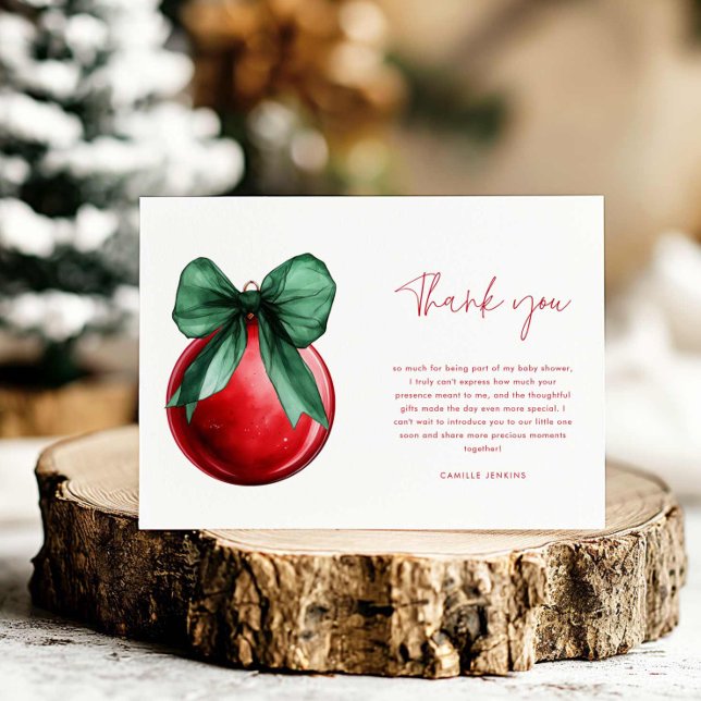 Minimalist Christmas Baby Shower Thank you Card (Minimal Christmas Baby Shower Thank you card)