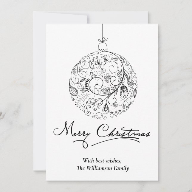 Minimalist Christmas Bauble Holiday Card (Front)