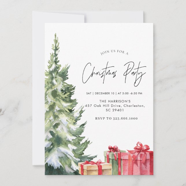 Minimalist Christmas Boho Holiday Dinner Christmas Invitation (Front)