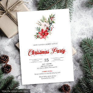 Minimalist Christmas Bouquet Red White Invitation