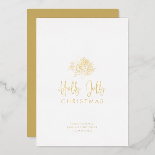 Minimalist Christmas Bouquet Script Calligraphy Foil Holiday Card