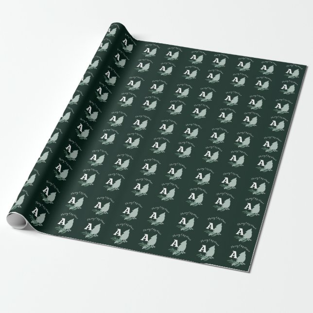 Minimalist Christmas Cardinal Botanical  Wrapping Paper (Unrolled)