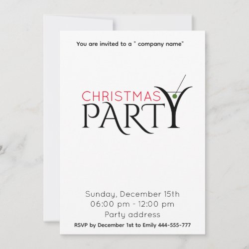 Minimalist Christmas cocktail party corporate Invitation