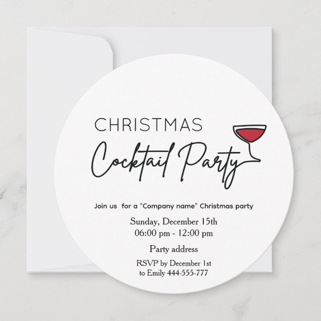 Minimalist Christmas cocktail party corporate Invitation (Front)