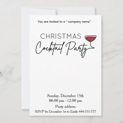 Minimalist Christmas cocktail party corporate Invitation