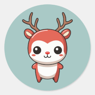 Minimalist Christmas Cute Baby Rudolph Reindeer Classic Round Sticker