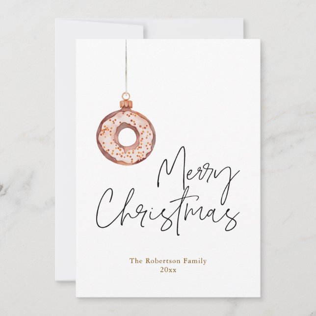 Minimalist Christmas Donut Ornament Holiday Card (Front)