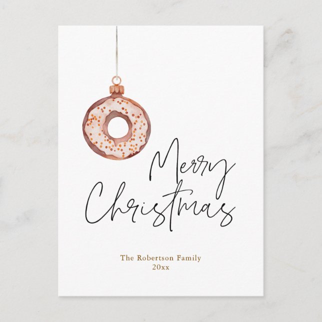 Minimalist Christmas Donut Ornament Holiday Postcard (Front)