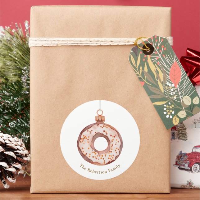 Minimalist Christmas Donut Ornament Sticker (Holiday)