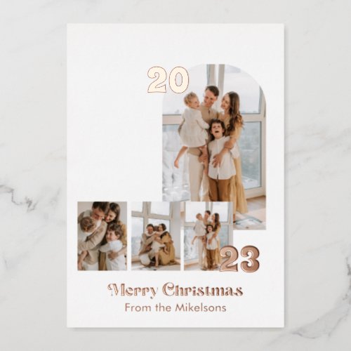 Minimalist Christmas  Elegant Chic Simple Photo Foil Holiday Card