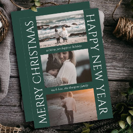 Minimalist Christmas Elegant Simple Photo Collage Holiday Card