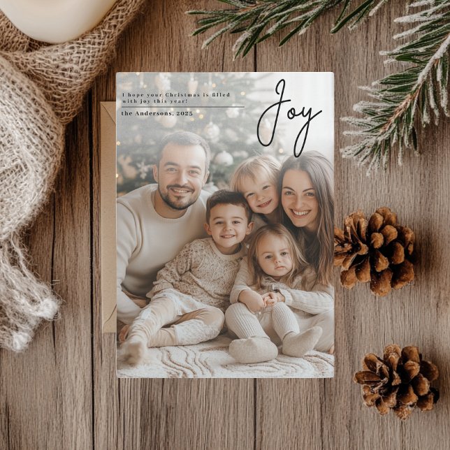 Minimalist Christmas Family Photo Card | Joy (Creator Uploaded)