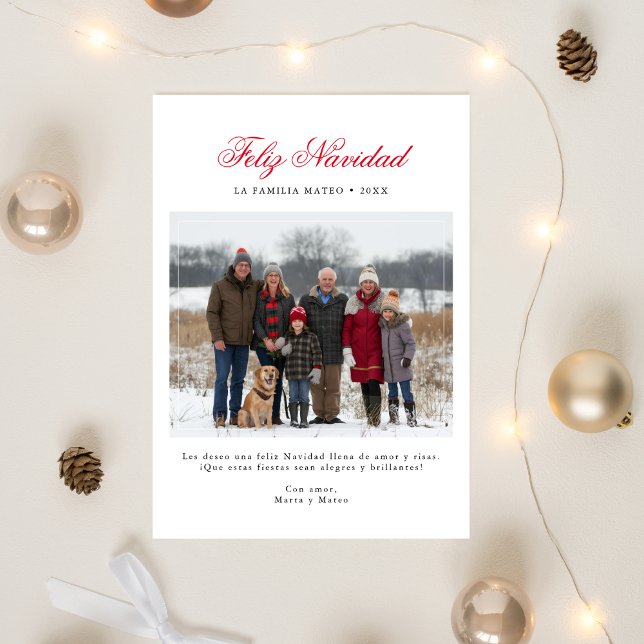 Minimalist Christmas Feliz Navidad Photo Spanish Holiday Card (Creator Uploaded)