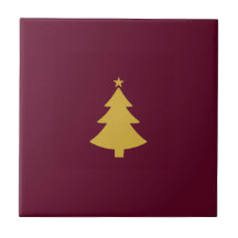 Minimalist Christmas Gold Tree, Burgundy Wine