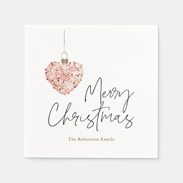 Minimalist Christmas Heart Ornament Napkins (Front)