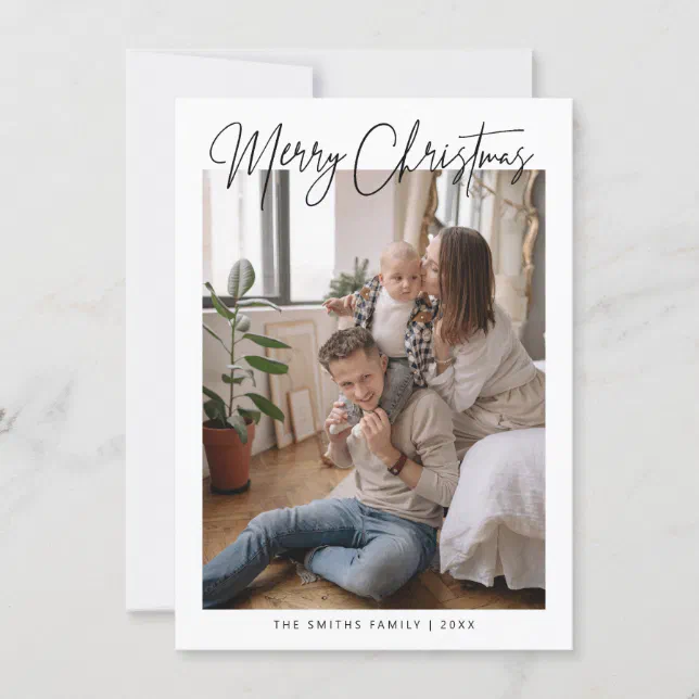 Minimalist Christmas Holiday Greetings Photo Card | Zazzle