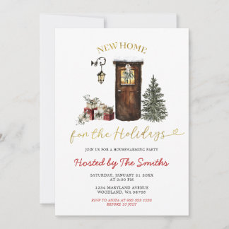Minimalist Christmas Holiday New Home Housewarming Invitation
