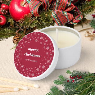 Minimalist Christmas Holiday Snowflake Red Mini Candle Favors