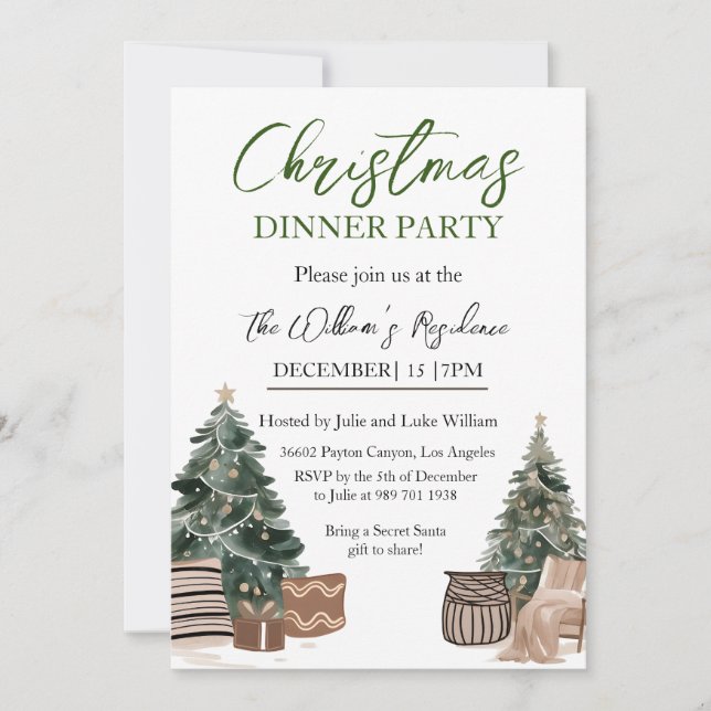 Minimalist Christmas House Party Invitation (Front)