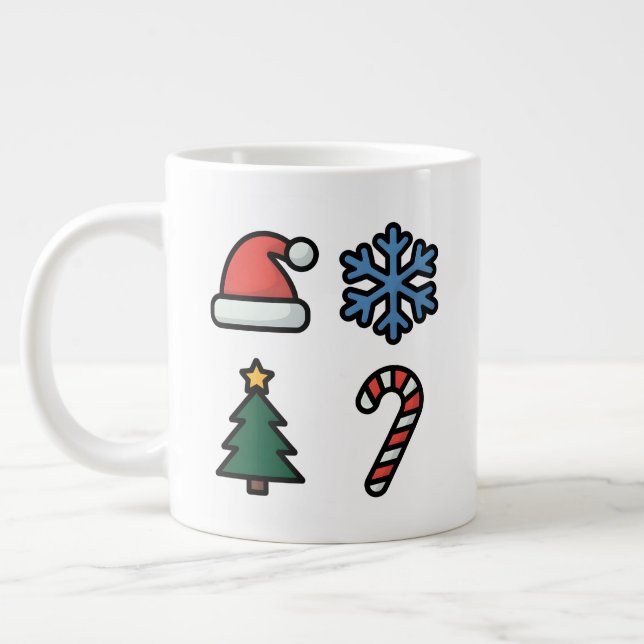 Minimalist Christmas Icons Giant Coffee Mug (Left)
