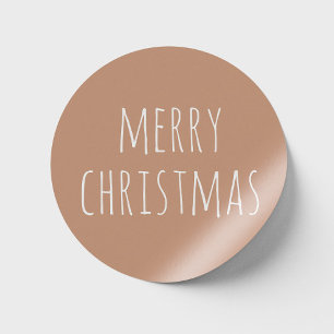 Minimalist Christmas Light Terracotta Holiday Classic Round Sticker